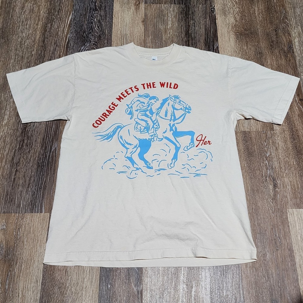 LOS ANGELES APPAREL Cowgirl Her Graphic T-shirt Made In USA 6.5 Ounce Size M